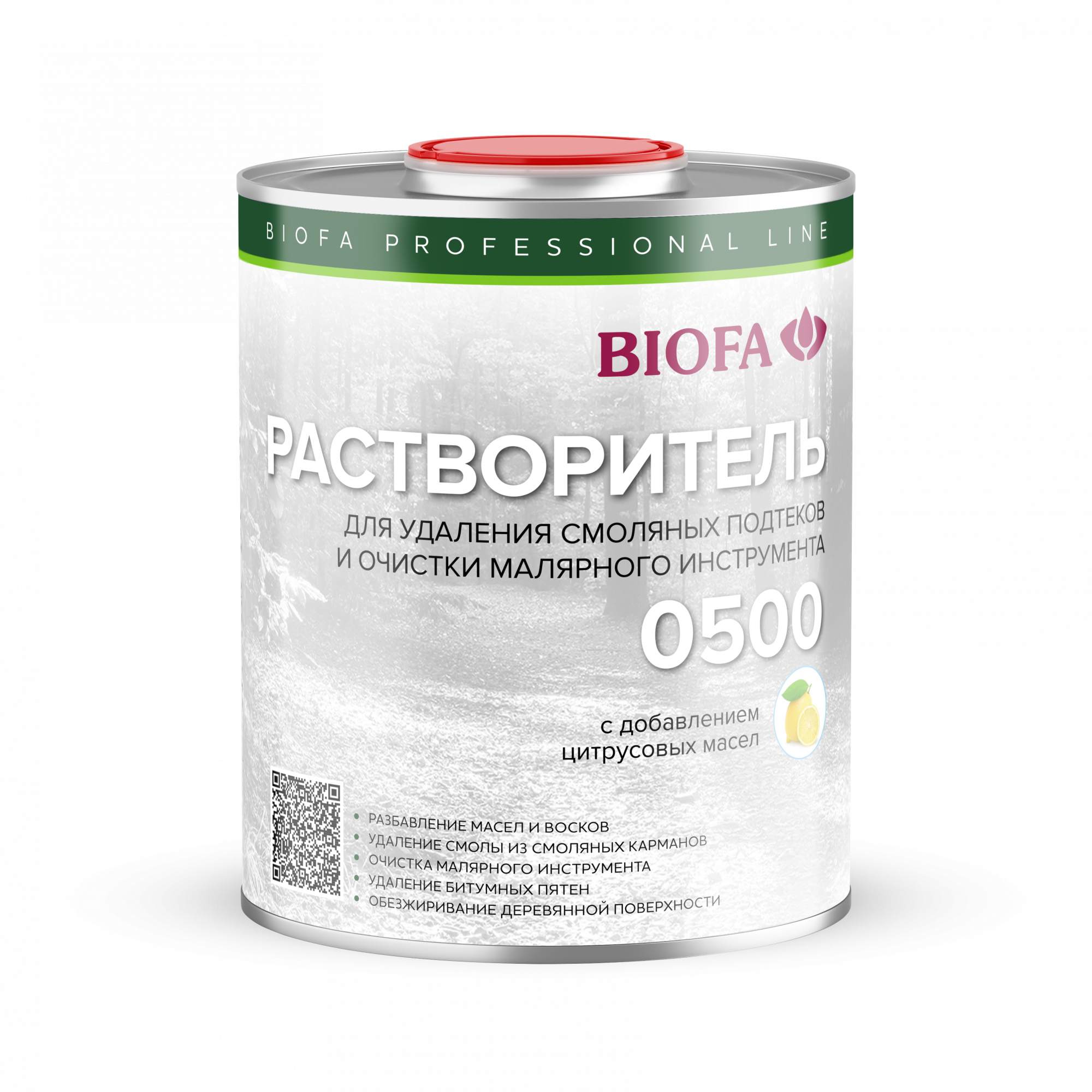 Растворитель 0500 Biofa для удаления смоляных подтеков и очистки инструмента с добавление цитрусовых масел