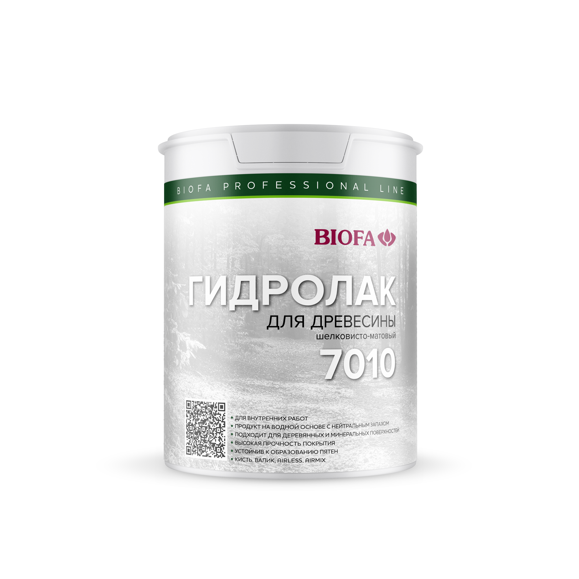 Гидролак для древесины Biofa 7010 шелковисто-матовый для внутренних работ